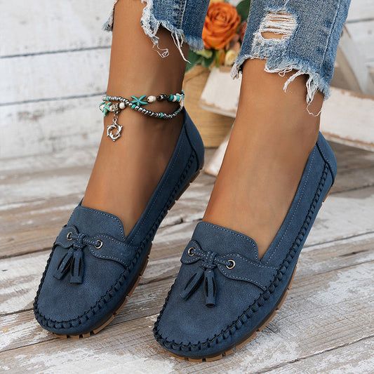 🔥Último día: 50 % de descuento: mocasines vintage cómodos y suaves con lazo para mujer.