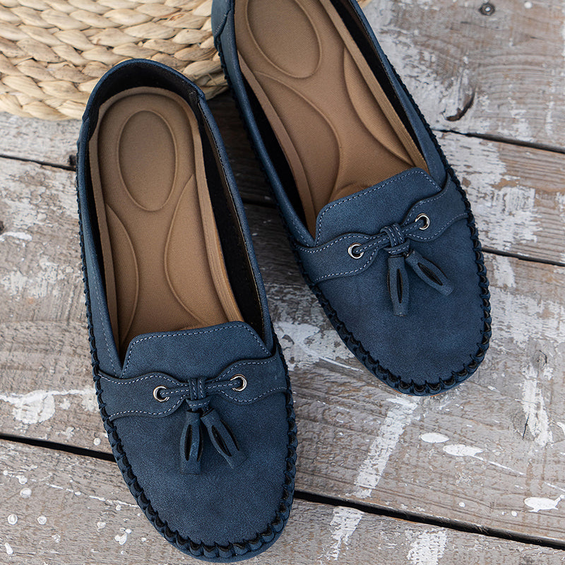 🔥Último día: 50 % de descuento: mocasines vintage cómodos y suaves con lazo para mujer.