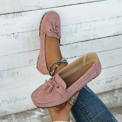 🔥Último día: 50 % de descuento: mocasines vintage cómodos y suaves con lazo para mujer.