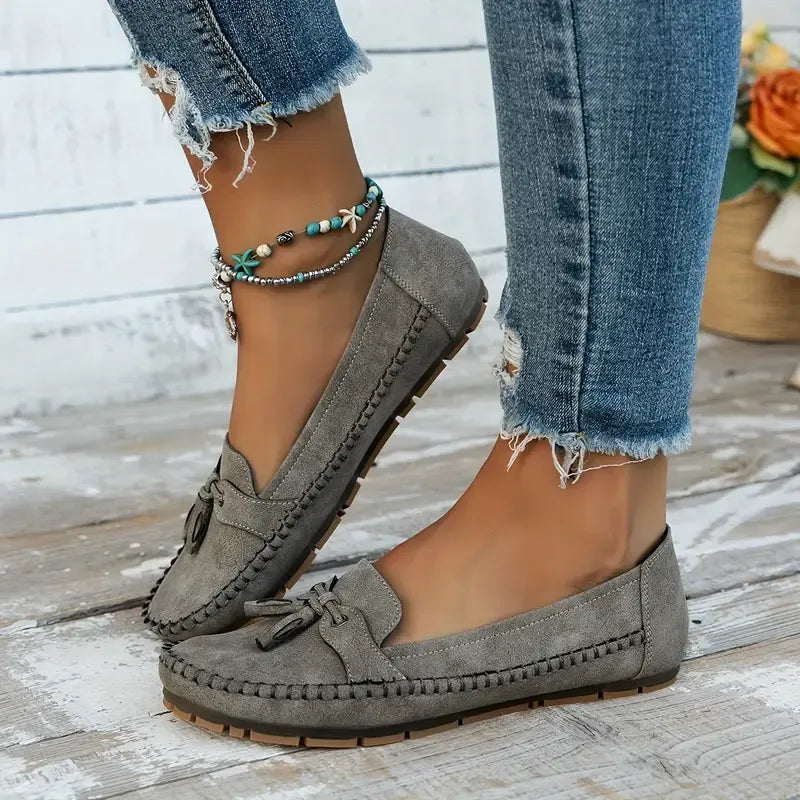 🔥Último día: 50 % de descuento: mocasines vintage cómodos y suaves con lazo para mujer.