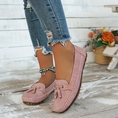 🔥Último día: 50 % de descuento: mocasines vintage cómodos y suaves con lazo para mujer.