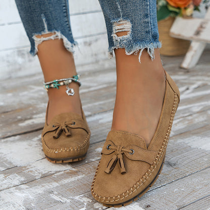 🔥Último día: 50 % de descuento: mocasines vintage cómodos y suaves con lazo para mujer.