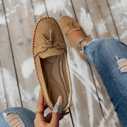 🔥Último día: 50 % de descuento: mocasines vintage cómodos y suaves con lazo para mujer.