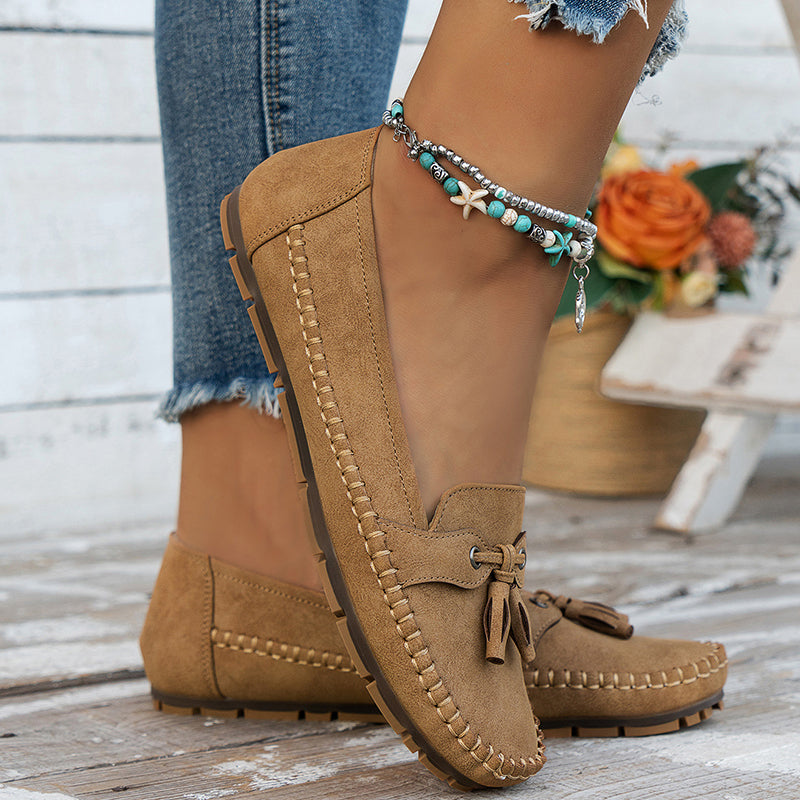 🔥Último día: 50 % de descuento: mocasines vintage cómodos y suaves con lazo para mujer.