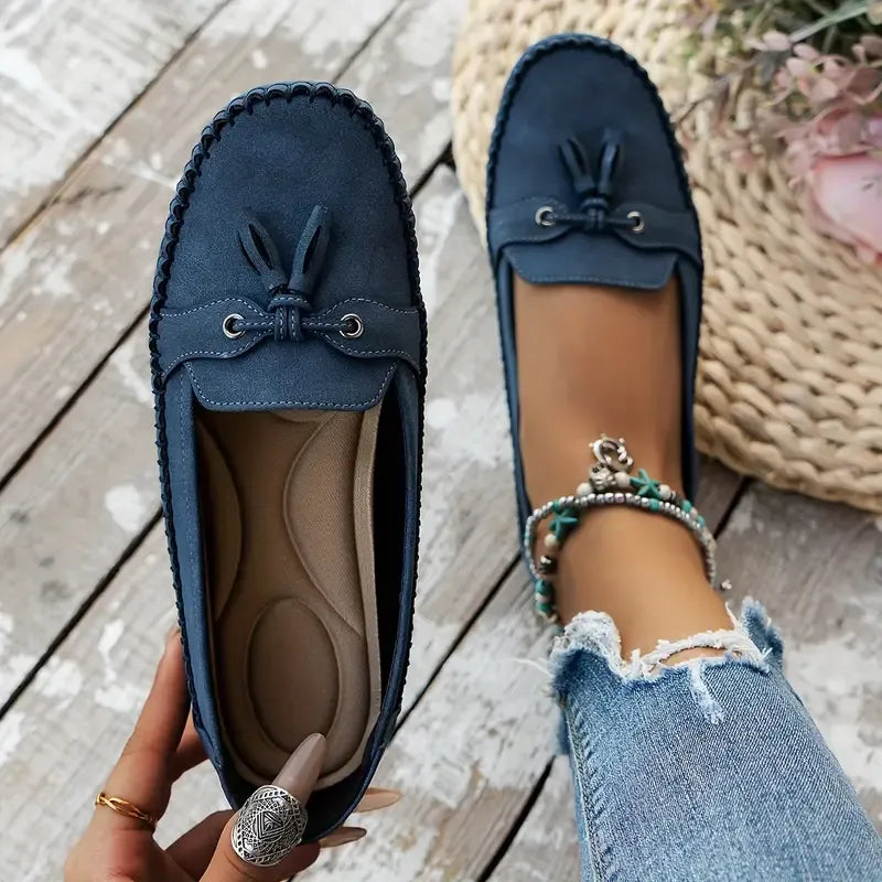 🔥Último día: 50 % de descuento: mocasines vintage cómodos y suaves con lazo para mujer.