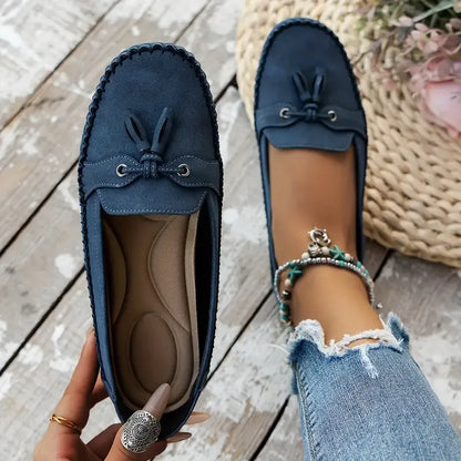 🔥Último día: 50 % de descuento: mocasines vintage cómodos y suaves con lazo para mujer.