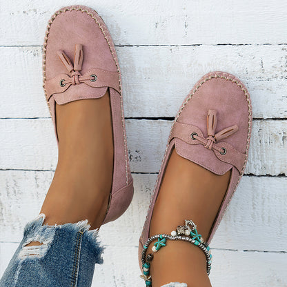 🔥Último día: 50 % de descuento: mocasines vintage cómodos y suaves con lazo para mujer.