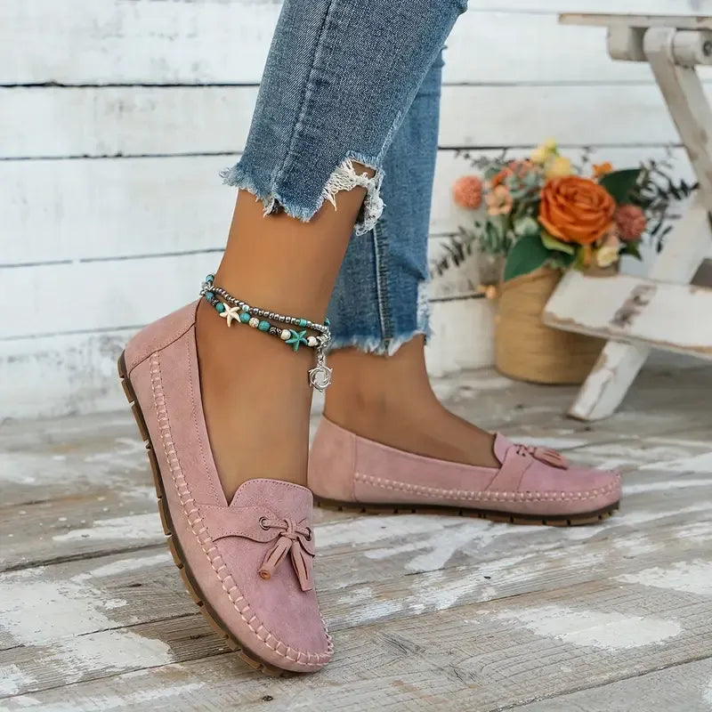 🔥Último día: 50 % de descuento: mocasines vintage cómodos y suaves con lazo para mujer.